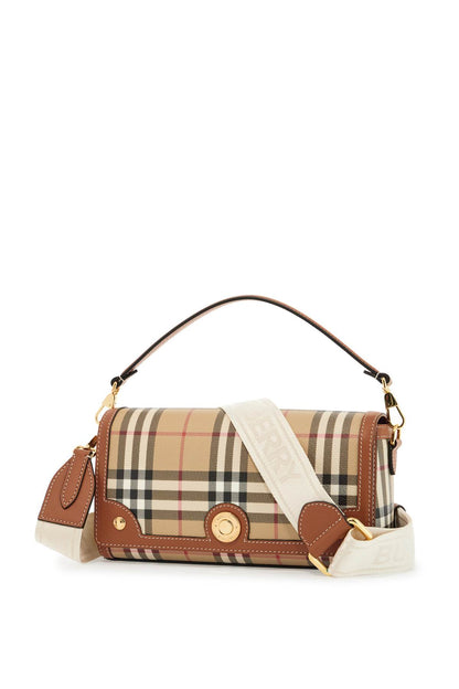 'shoulder Bag With Check Pattern Notes  - Beige