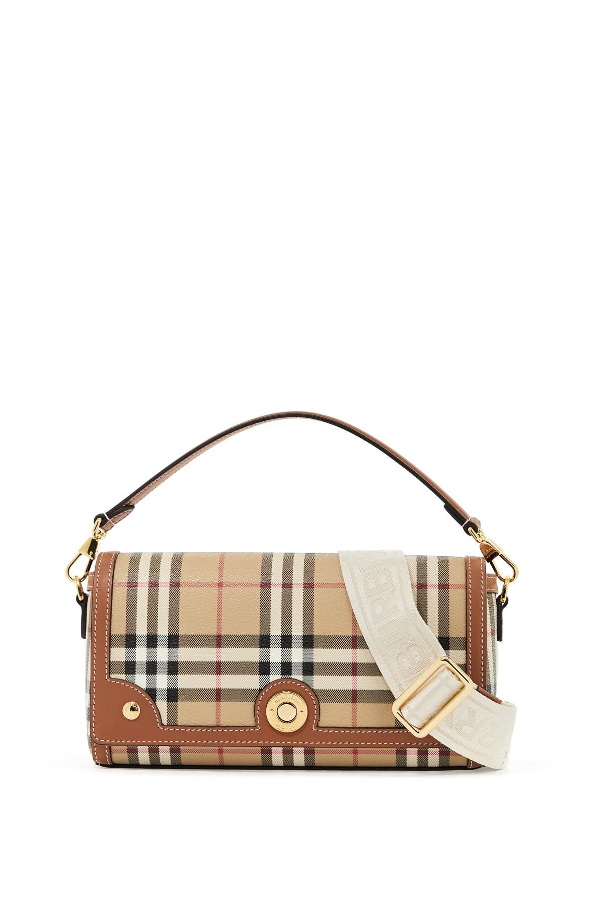 'shoulder Bag With Check Pattern Notes  - Beige