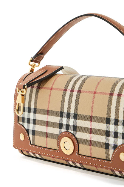 'shoulder Bag With Check Pattern Notes  - Beige