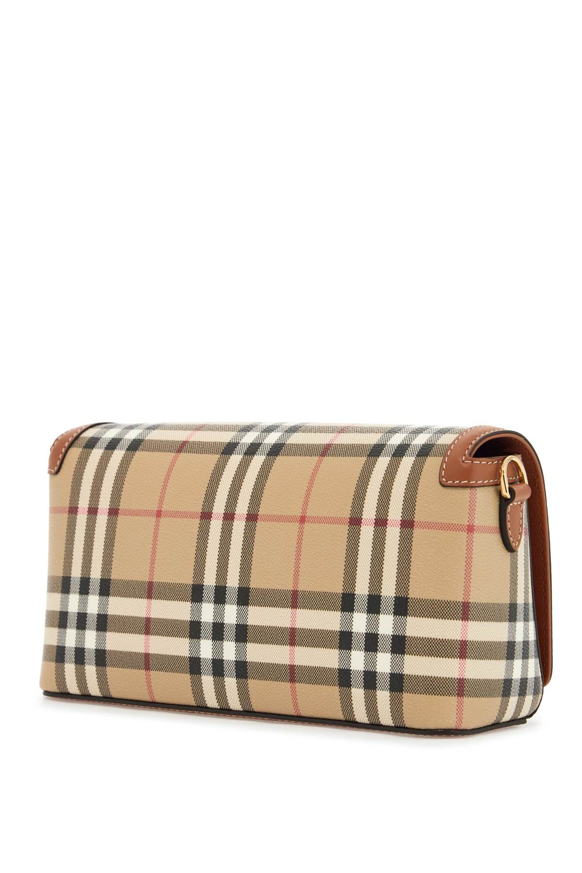 'shoulder Bag With Check Pattern Notes  - Beige