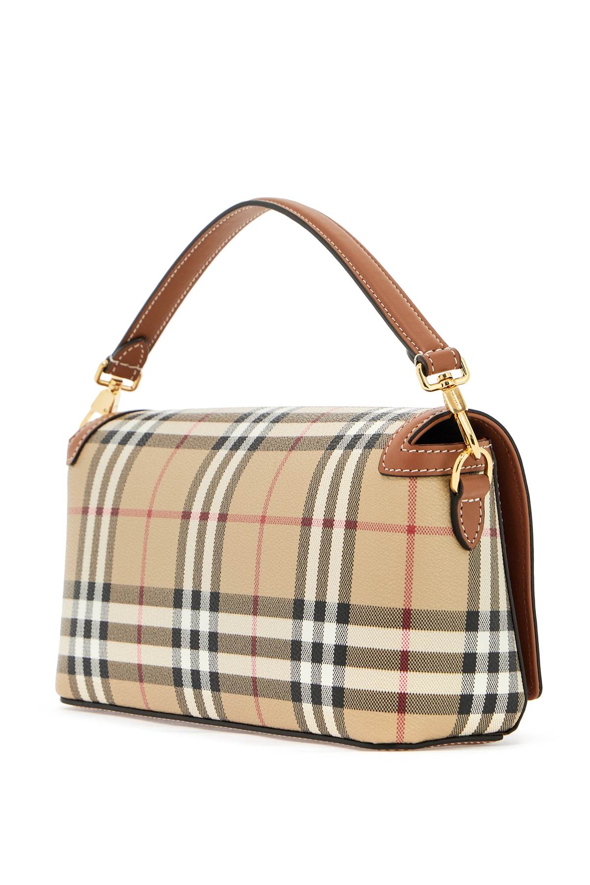 'shoulder Bag With Check Pattern Notes  - Beige