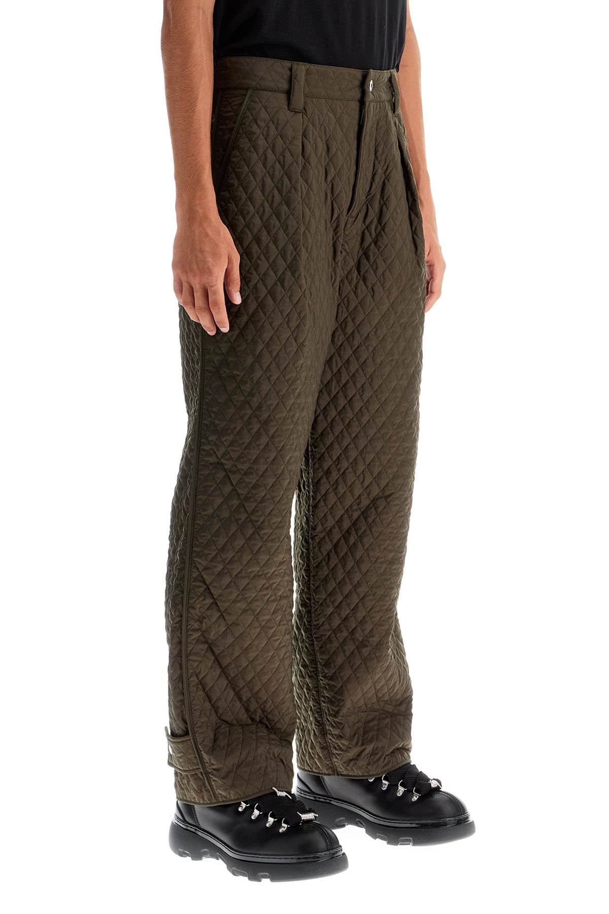 Quilted Nylon Pants For  - Khaki