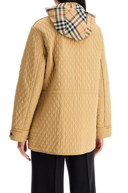 Quilted Jacket With Removable Hood  - Beige