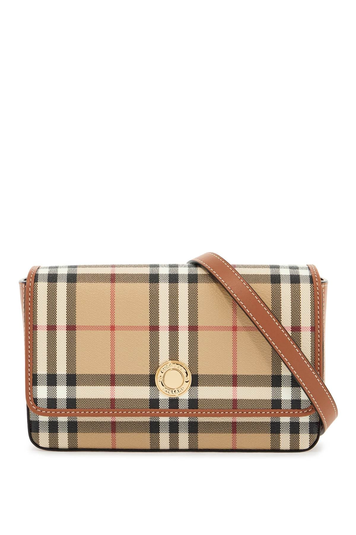 'checkered Shoulder Bag With Strap  - Beige