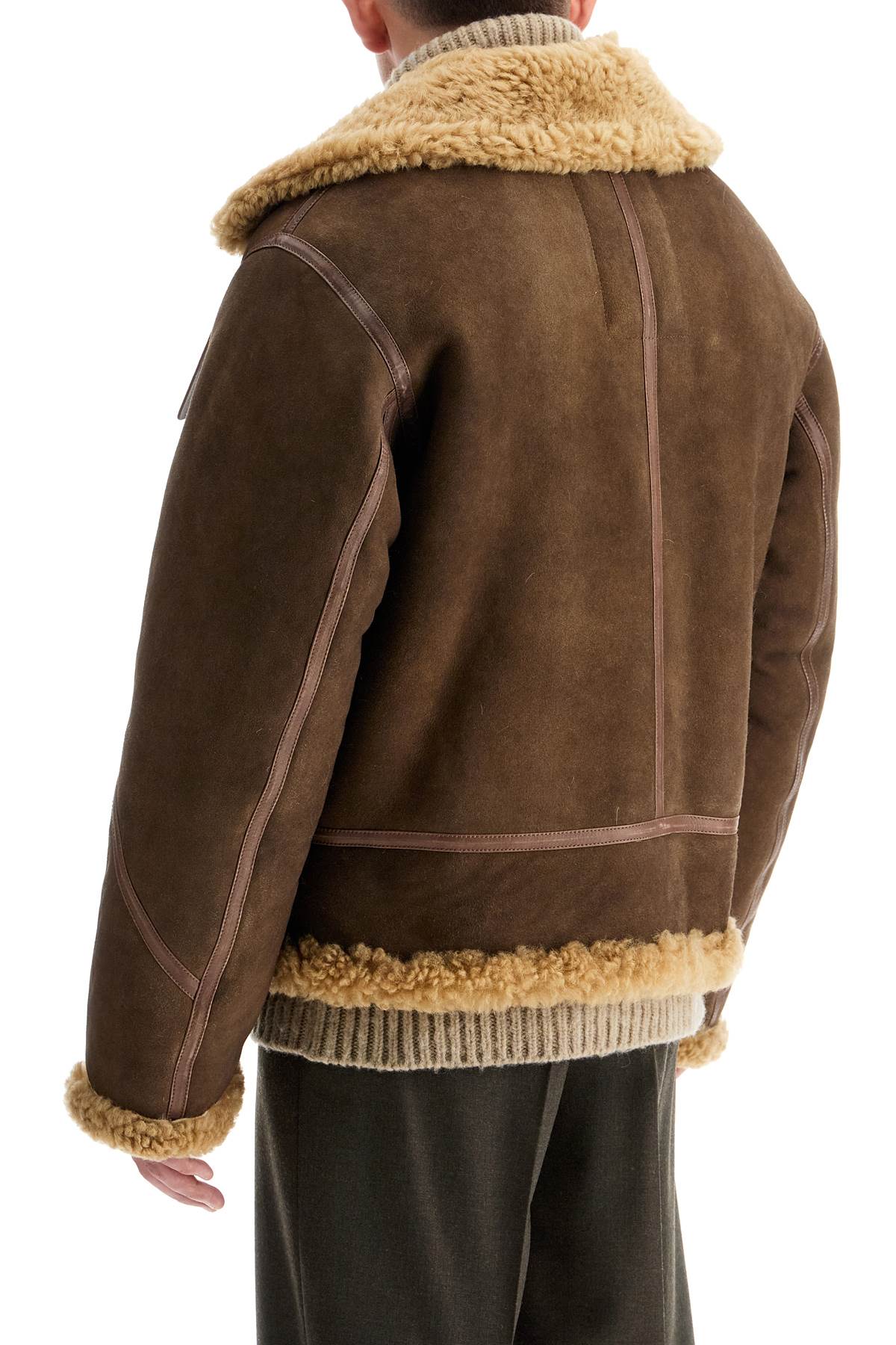 Shearling Aviator Jacket For  - Brown