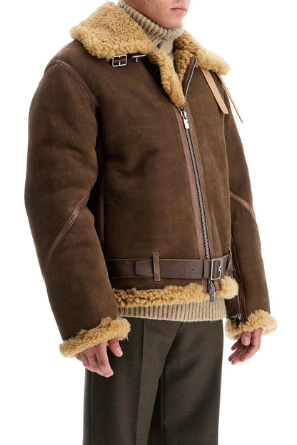 Shearling Aviator Jacket For  - Brown