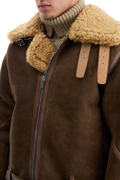 Shearling Aviator Jacket For  - Brown