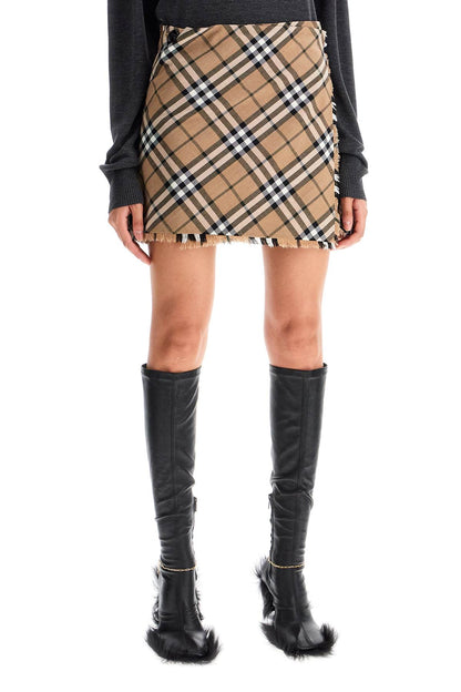 Burberry Check Skirt With  - Beige