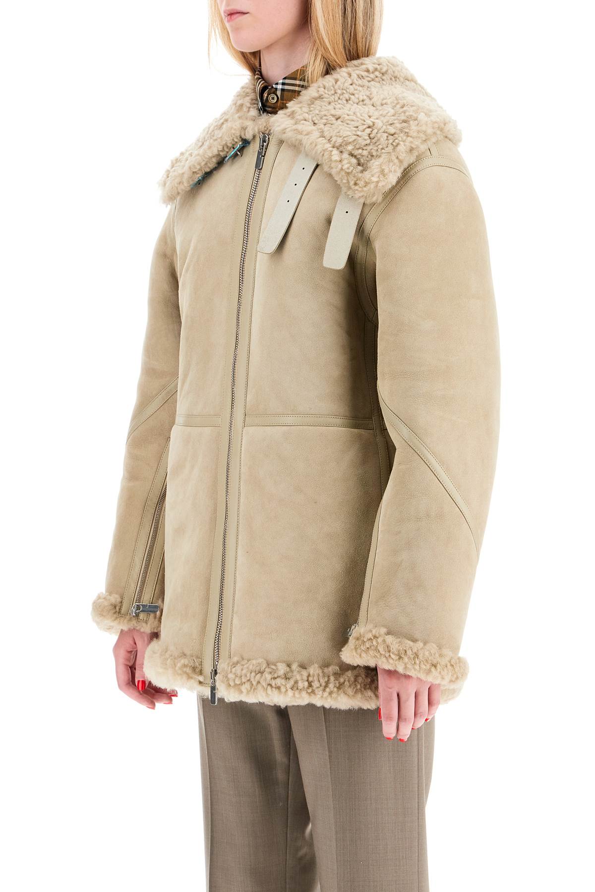 Shearling Aviator Jacket For  - Beige