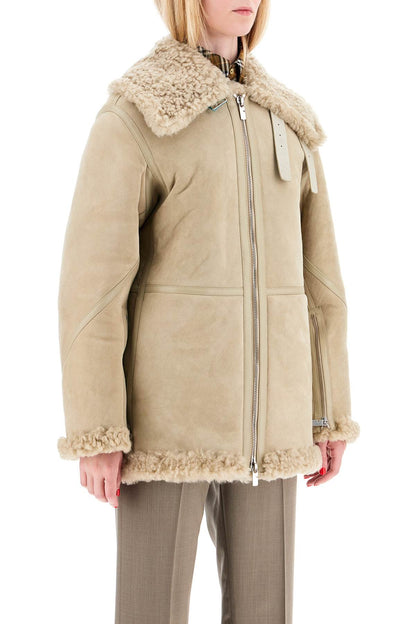 Shearling Aviator Jacket For  - Beige