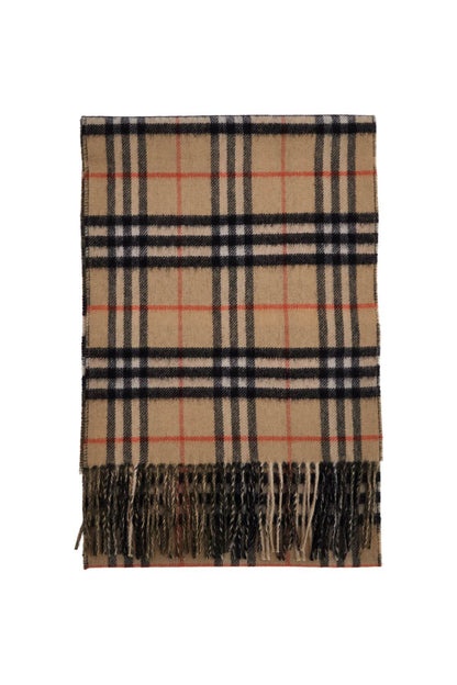 Sand Check Merino Wool Unisex Scarf  - Beige