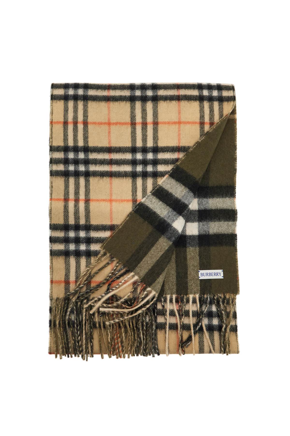 Reversible Check Cashmere Scarf  - Beige