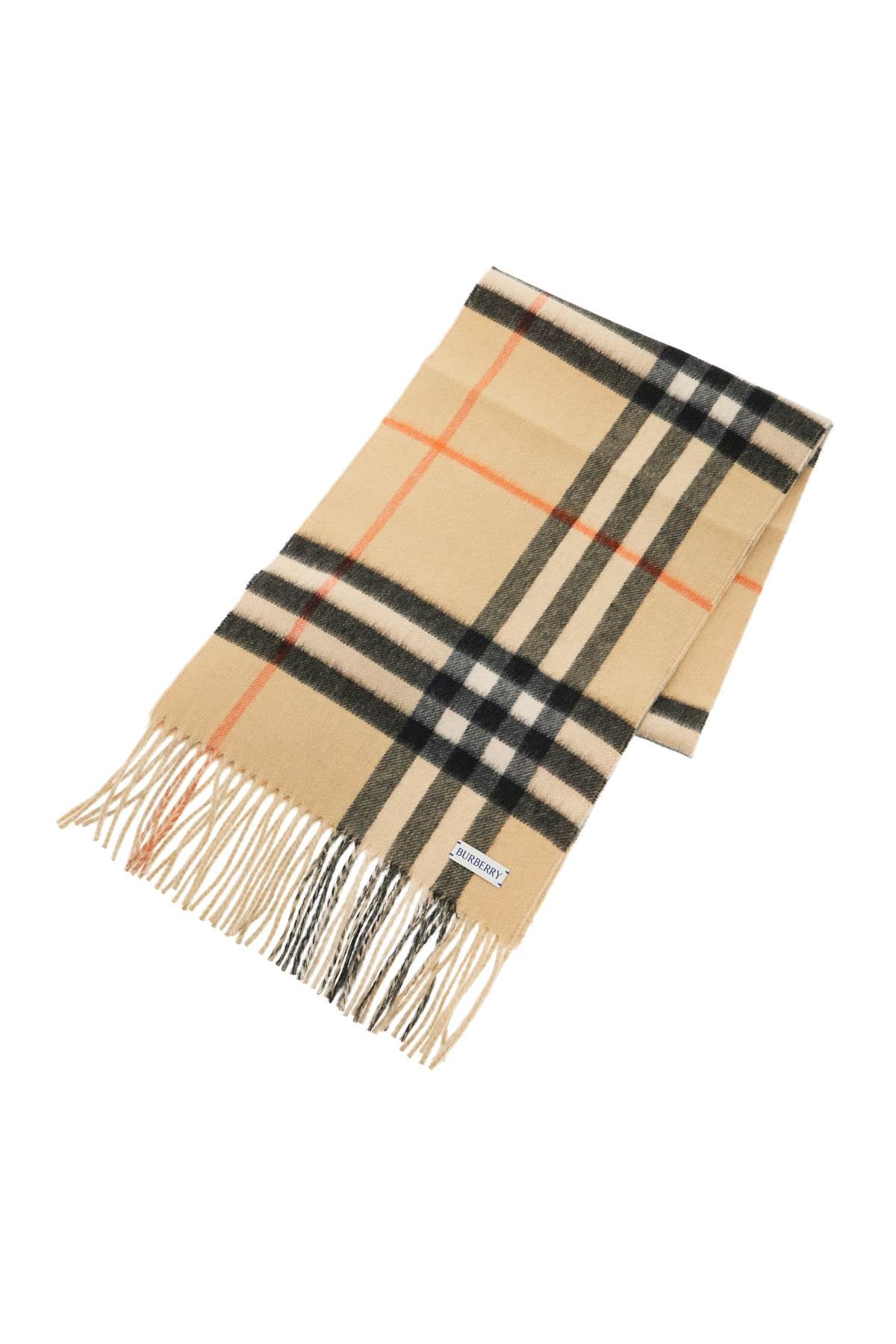 Check Reversible Cashmere Scarf  - Beige