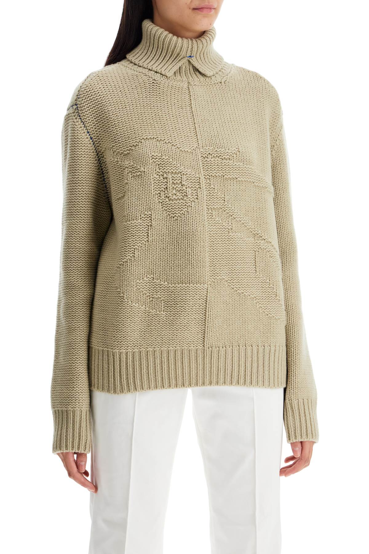 Cashmere Sweater With Ekd Design  - Neutro