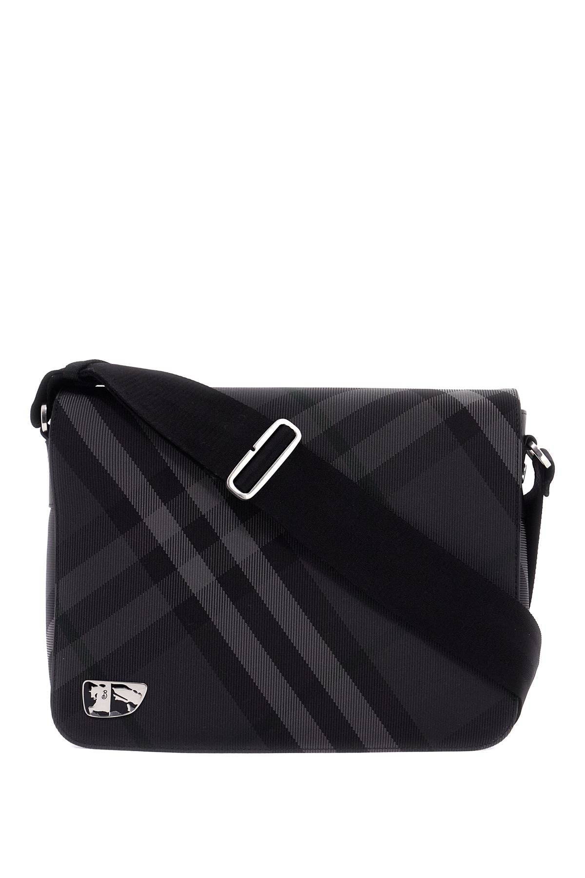 Ered  Checkered Nylon Messenger Bag With  - Black