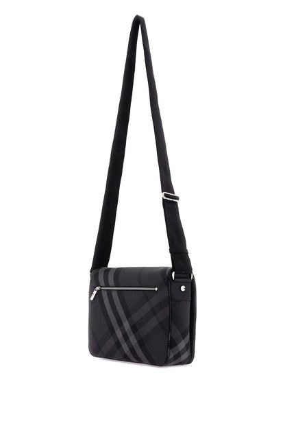 Ered  Checkered Nylon Messenger Bag With  - Black