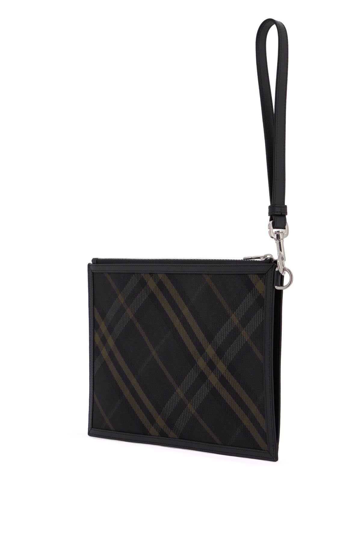 Ered\n\ncheckered Coated Canvas Pouch Bag  - Black