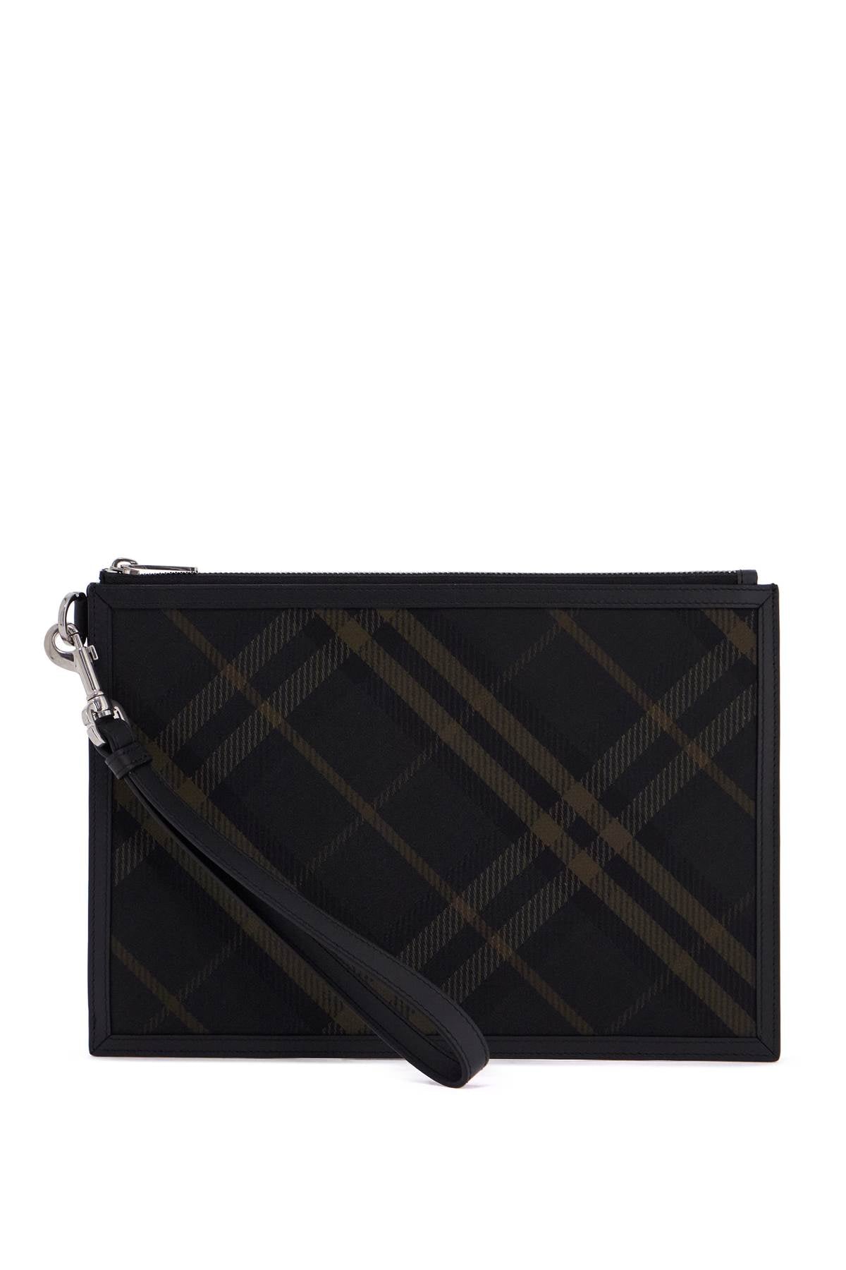 Ered\n\ncheckered Coated Canvas Pouch Bag  - Black