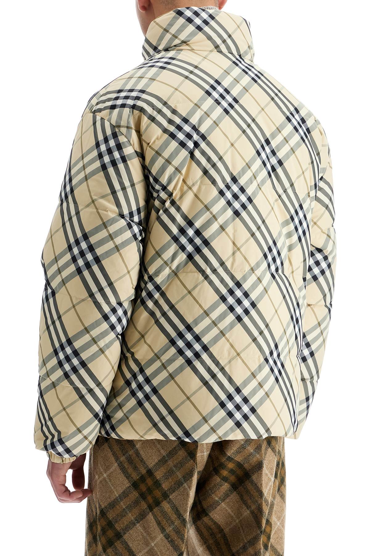 Short Reversible Down Jacket  - Beige