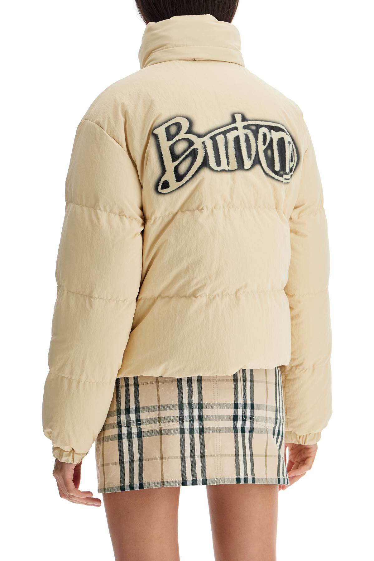 Short Reversible Down Jacket  - Beige