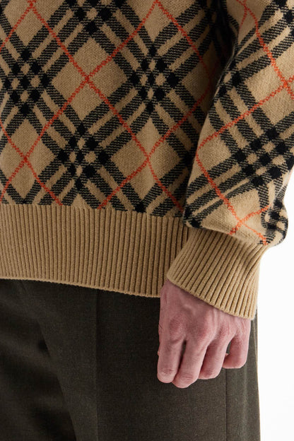 Cashmere Check Pullover Swe  - Beige