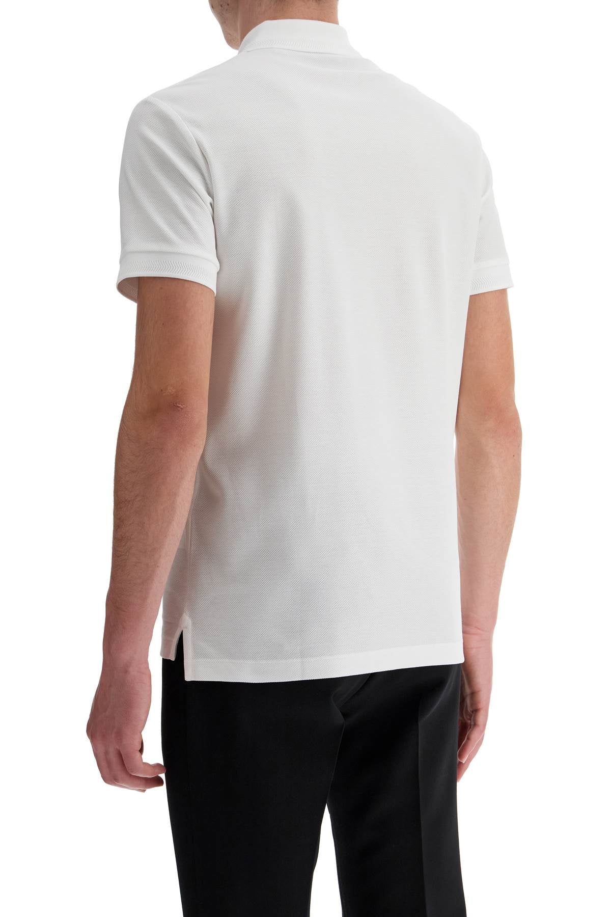 White Cotton Polo With Embroidered Logo  - White