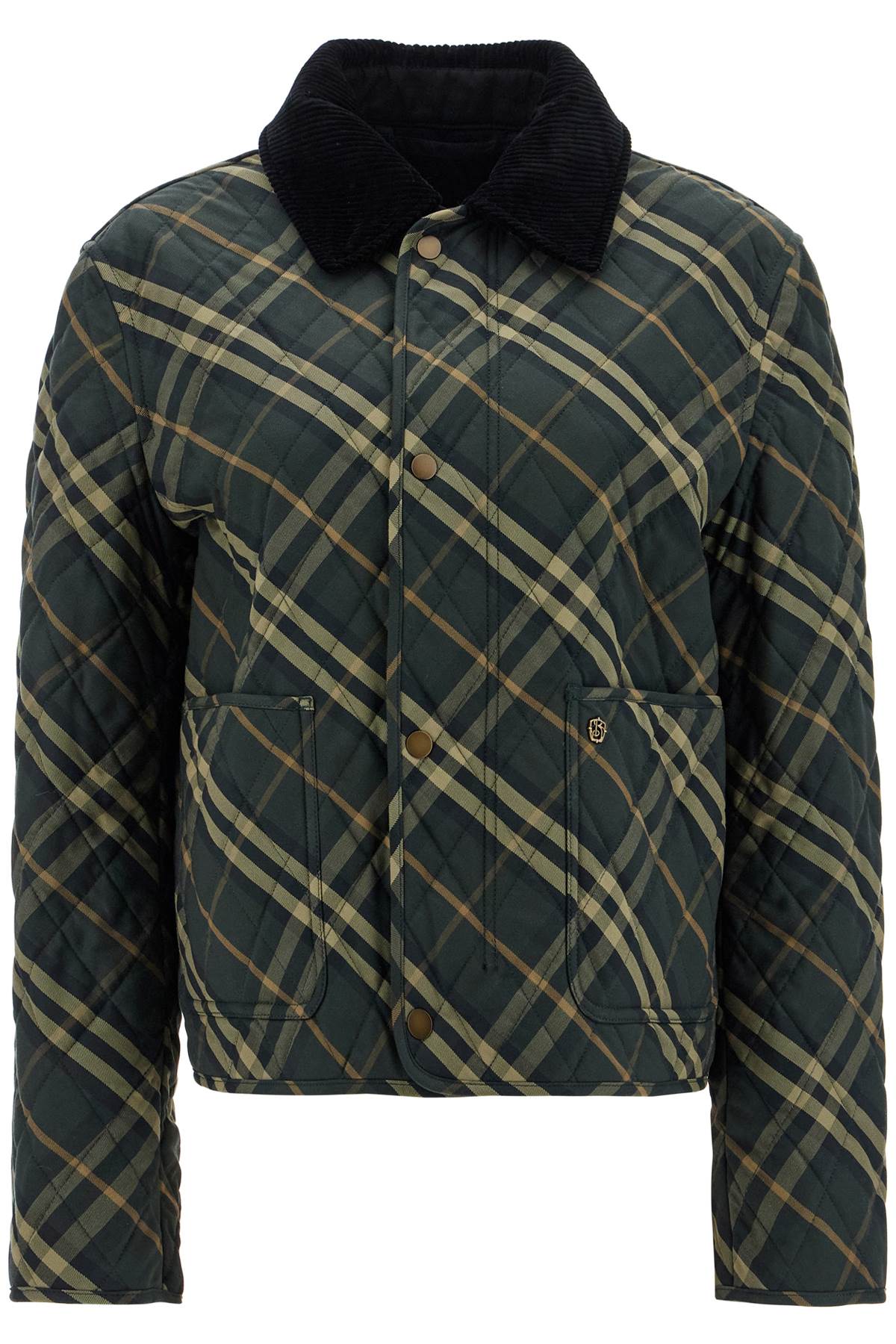 Country Check Quilted Cropped Jacket  - Green