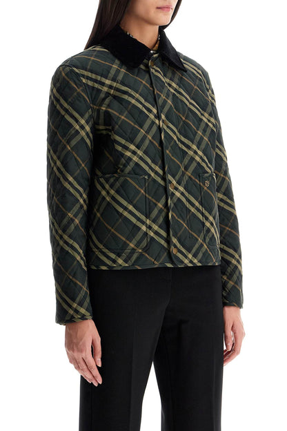 Country Check Quilted Cropped Jacket  - Green