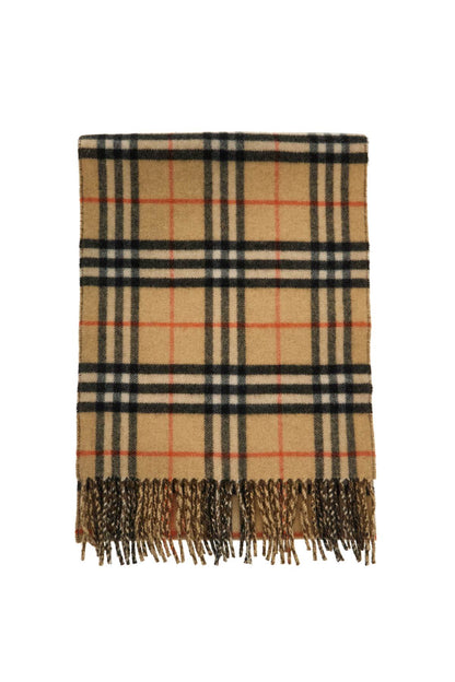 Reversible Cashmere Check Scarf  - Beige