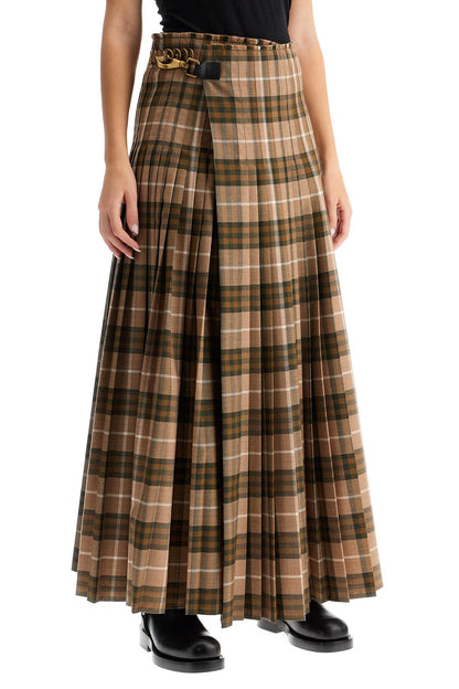 Ered Wool Blend Maxi Kilt Skirt  - Brown