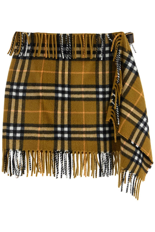 Ered Wool And Cashmere Scarf-style Mini Skirt  - Khaki