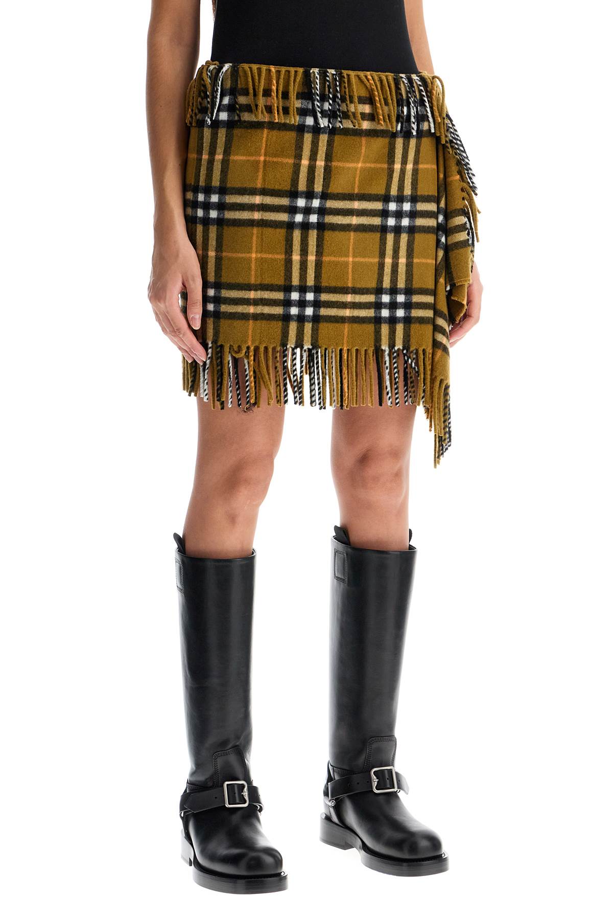 Ered Wool And Cashmere Scarf-style Mini Skirt  - Khaki