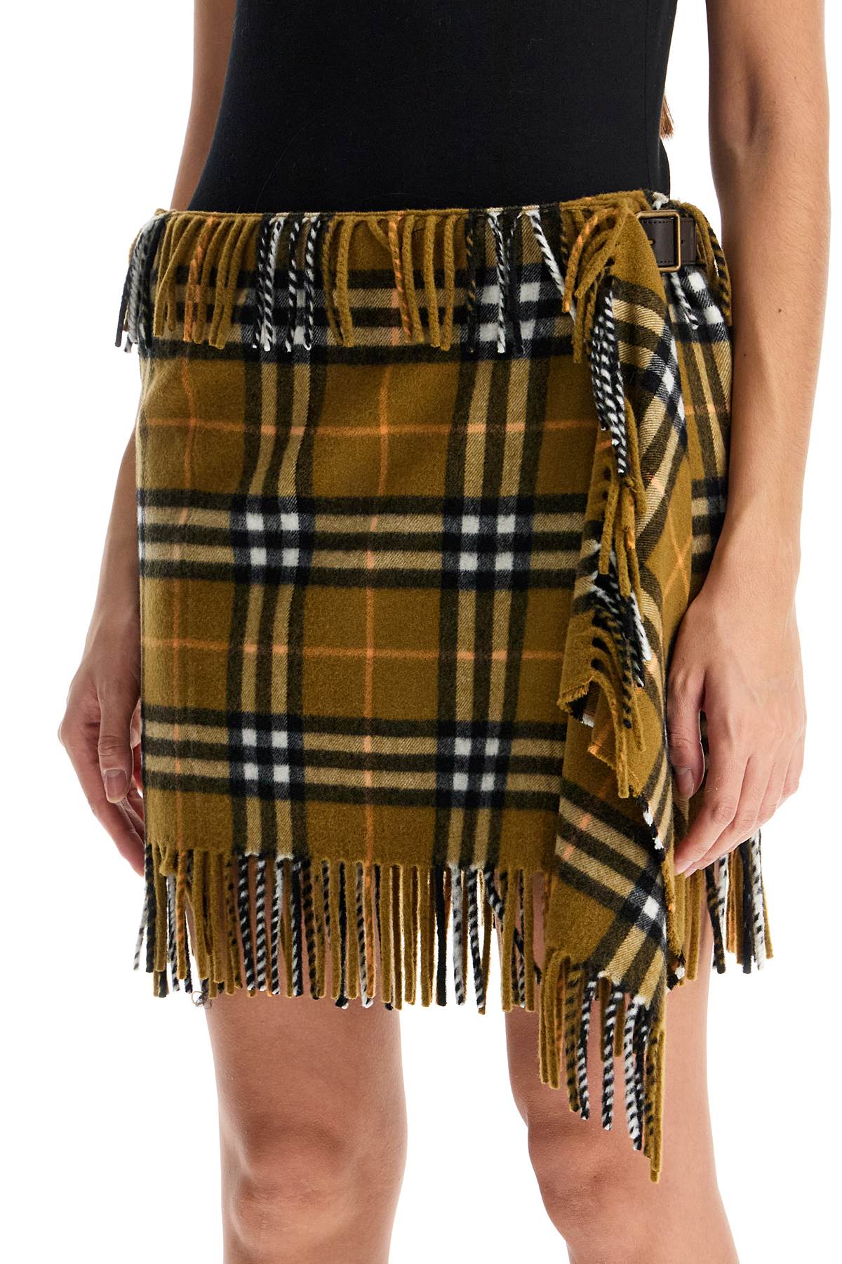 Ered Wool And Cashmere Scarf-style Mini Skirt  - Khaki