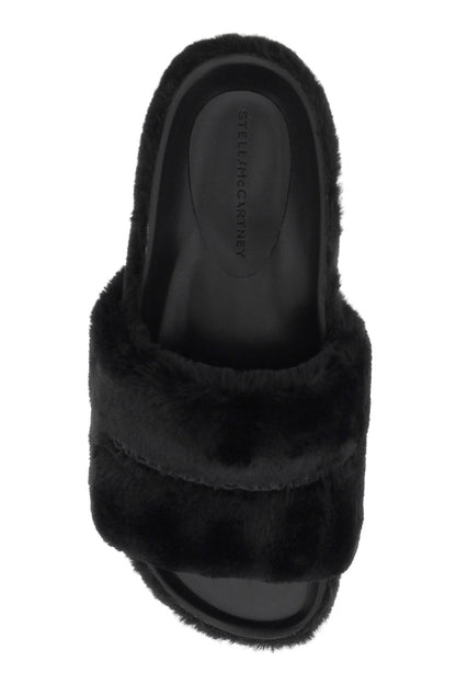 Faux Fur Slides  - Black