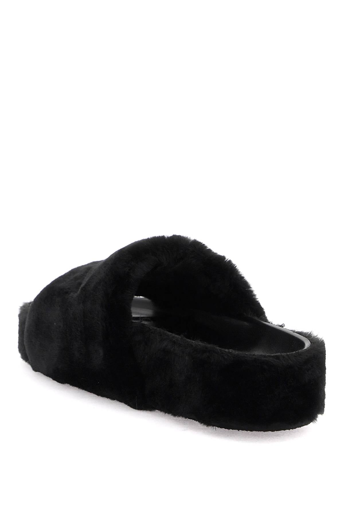 Faux Fur Slides  - Black