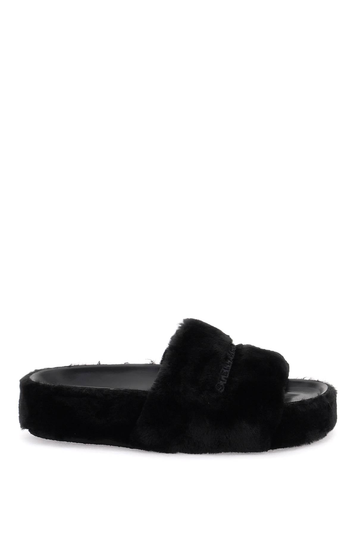 Faux Fur Slides  - Black