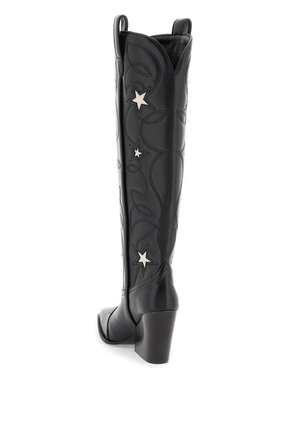 Texan Boots With Star Embroidery  - Nero