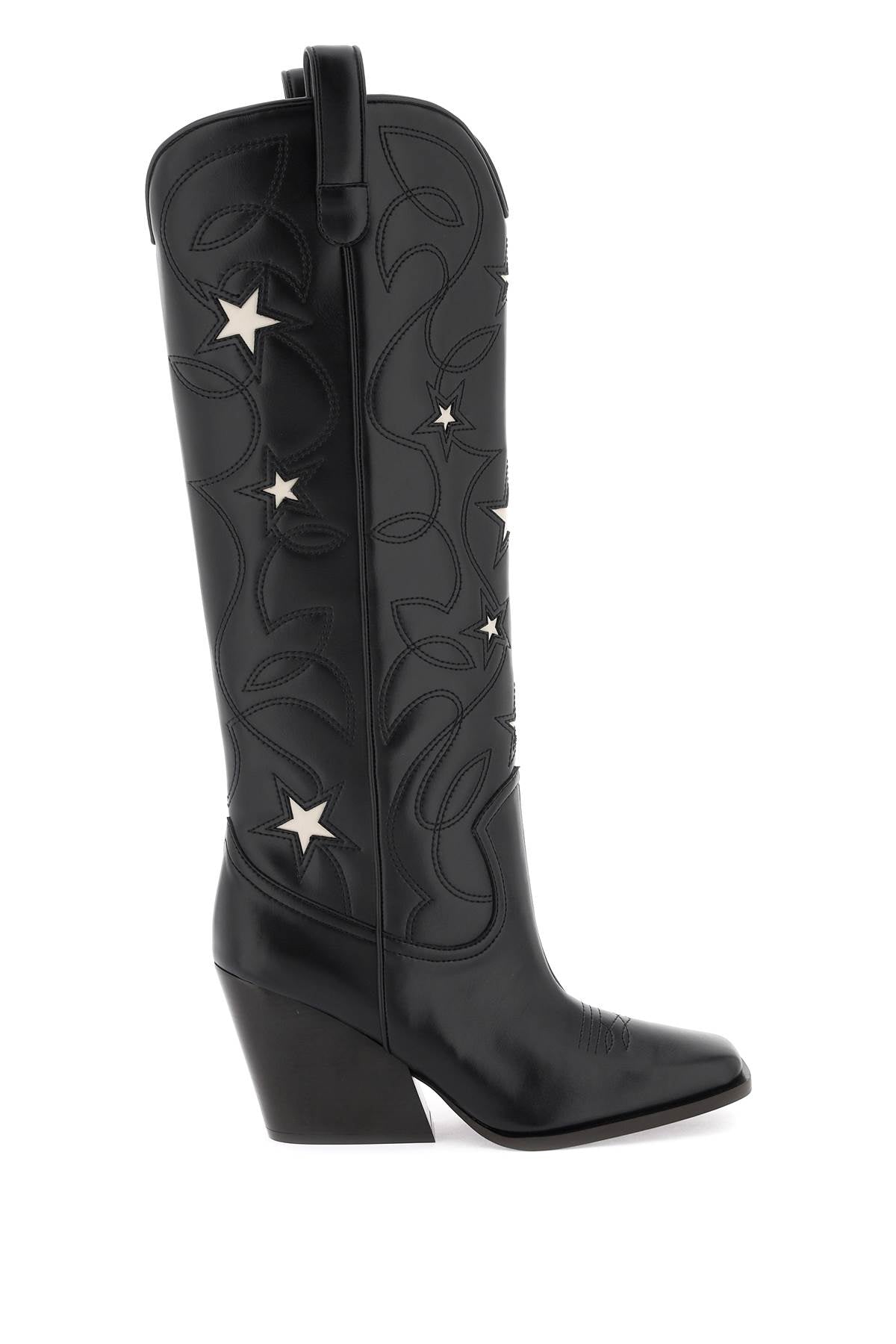 Texan Boots With Star Embroidery  - Nero