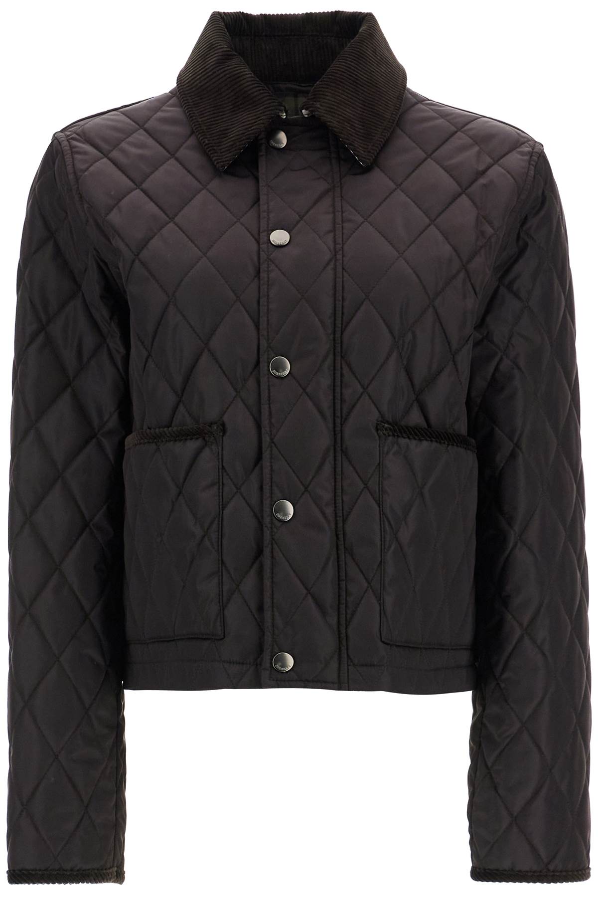 Black Quilted Nylon Cropped Jacket With High Collar  - Black