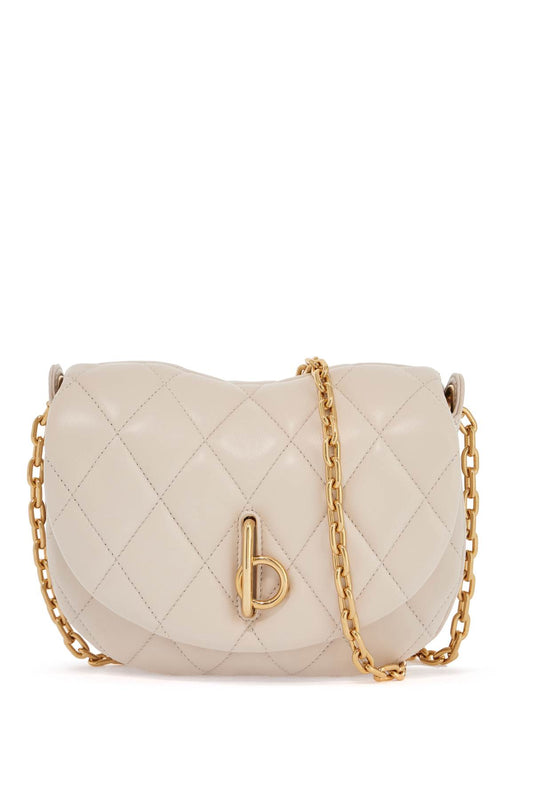 Small Beige Quilted Lambskin Bag With Golden Chain  - Beige