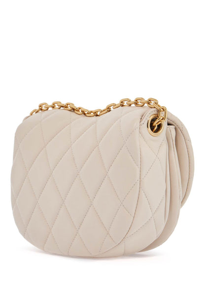 Small Beige Quilted Lambskin Bag With Golden Chain  - Beige