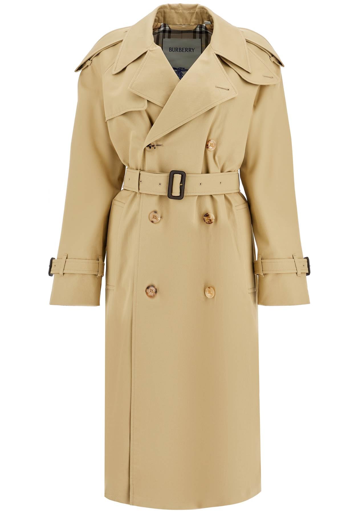 Double-breasted Trench Coat With  - Beige