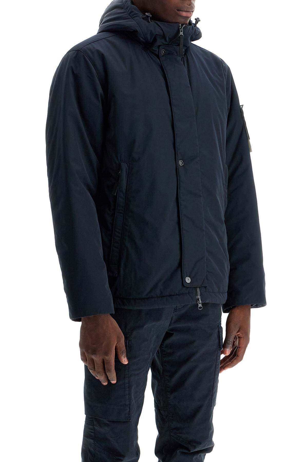 Hooded Micro Twill Jacket  - Blue