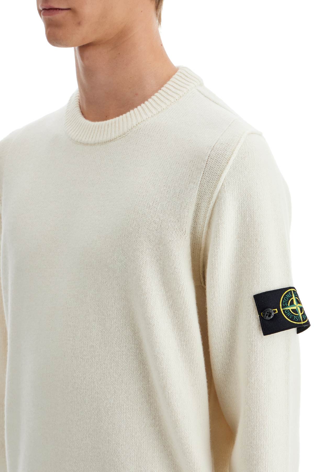 Crewneck Wool Blend Pullover  - White