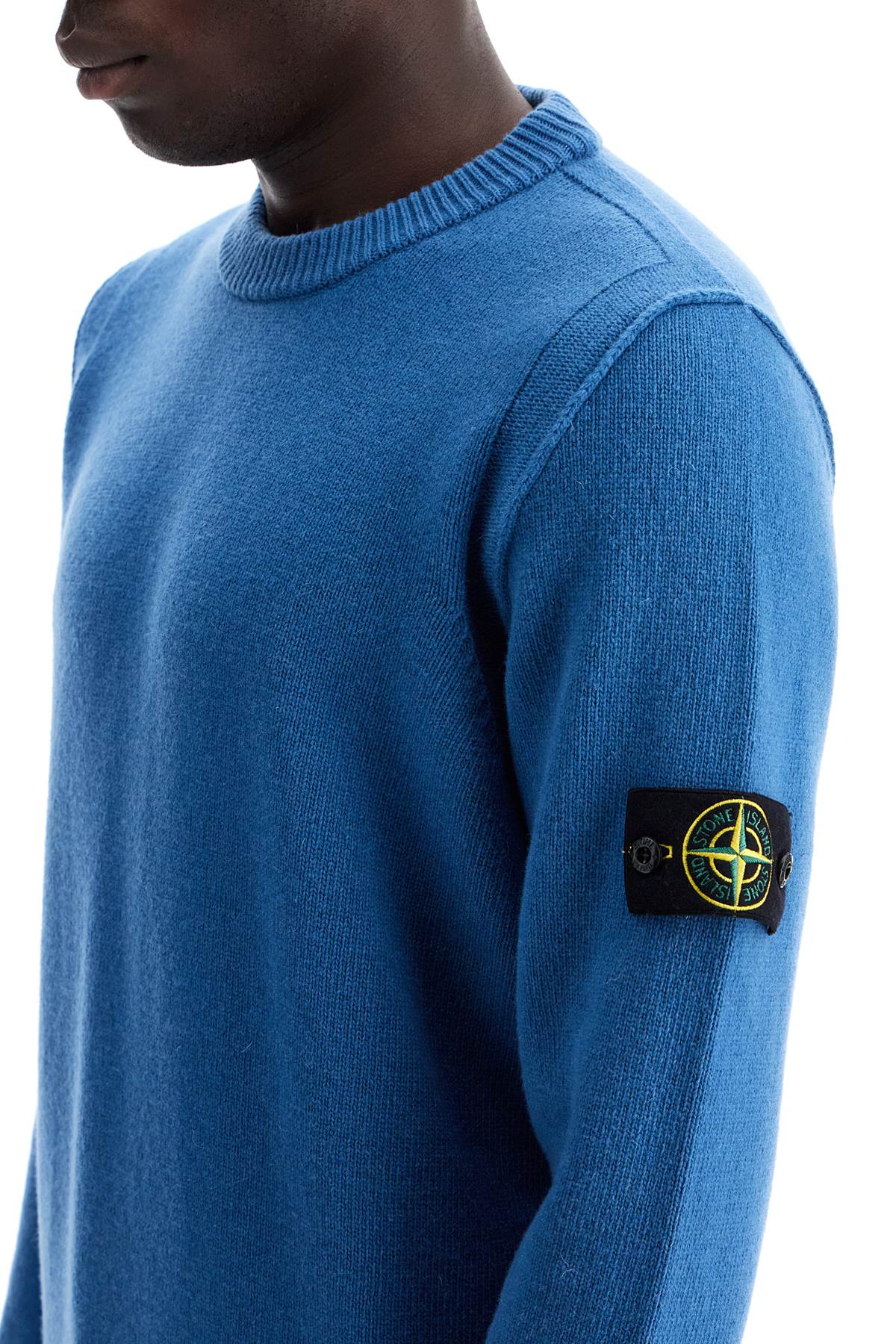 Crewneck Wool Blend Pullover  - Blue