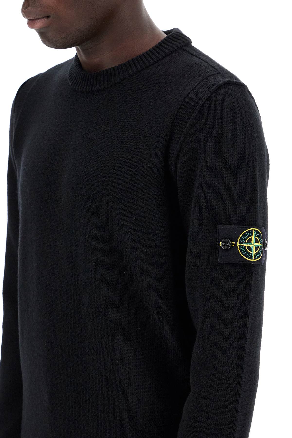 Crewneck Wool Blend Pullover  - Black