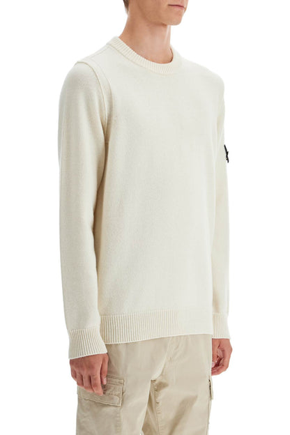 Crewneck Wool Blend Pullover  - White