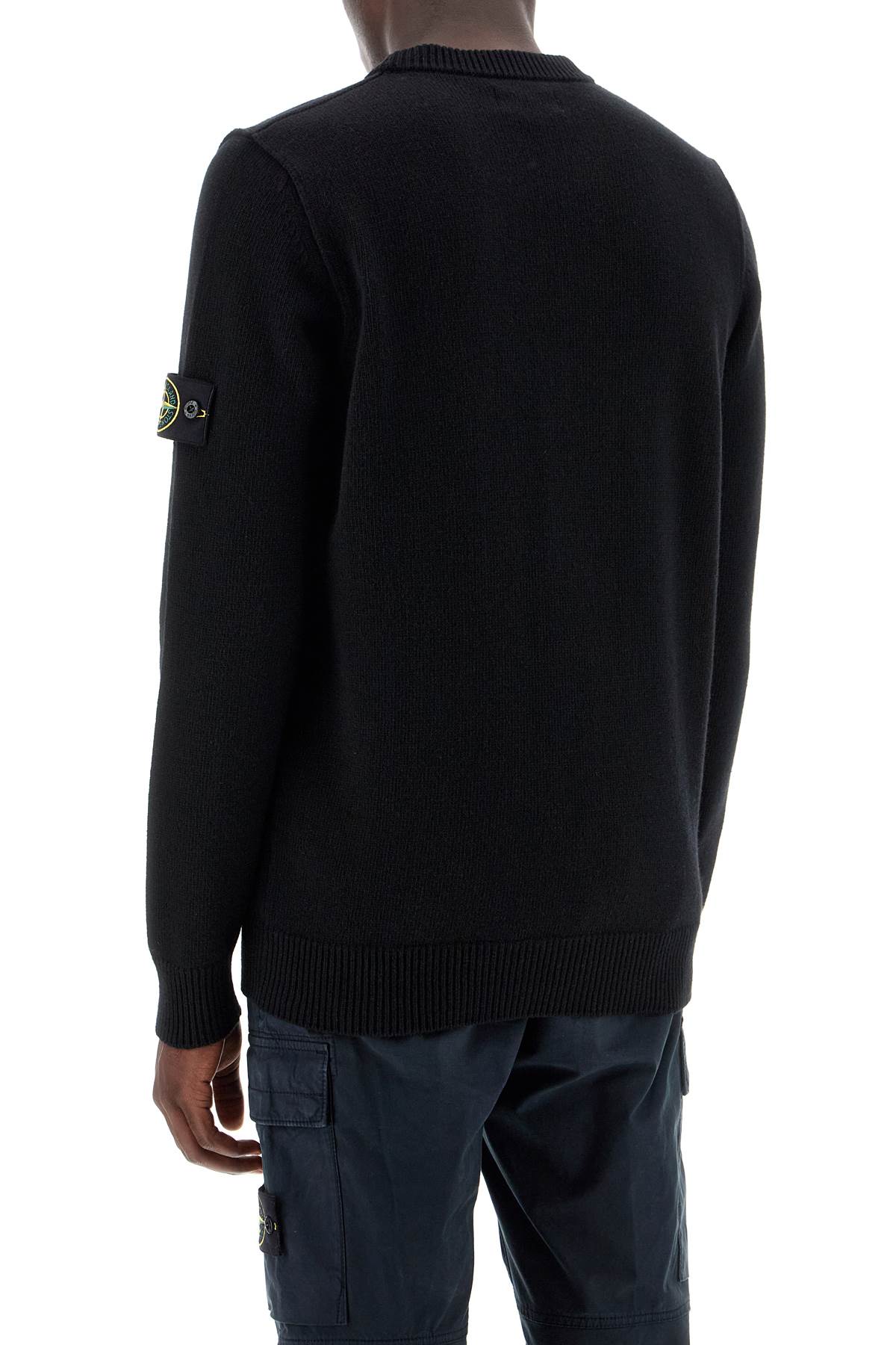 Crewneck Wool Blend Pullover  - Black