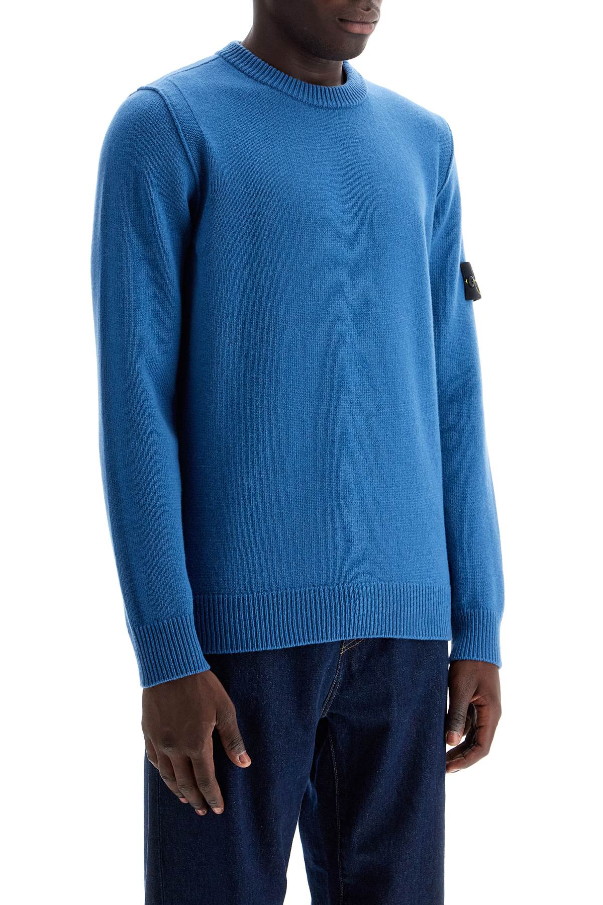 Crewneck Wool Blend Pullover  - Blue