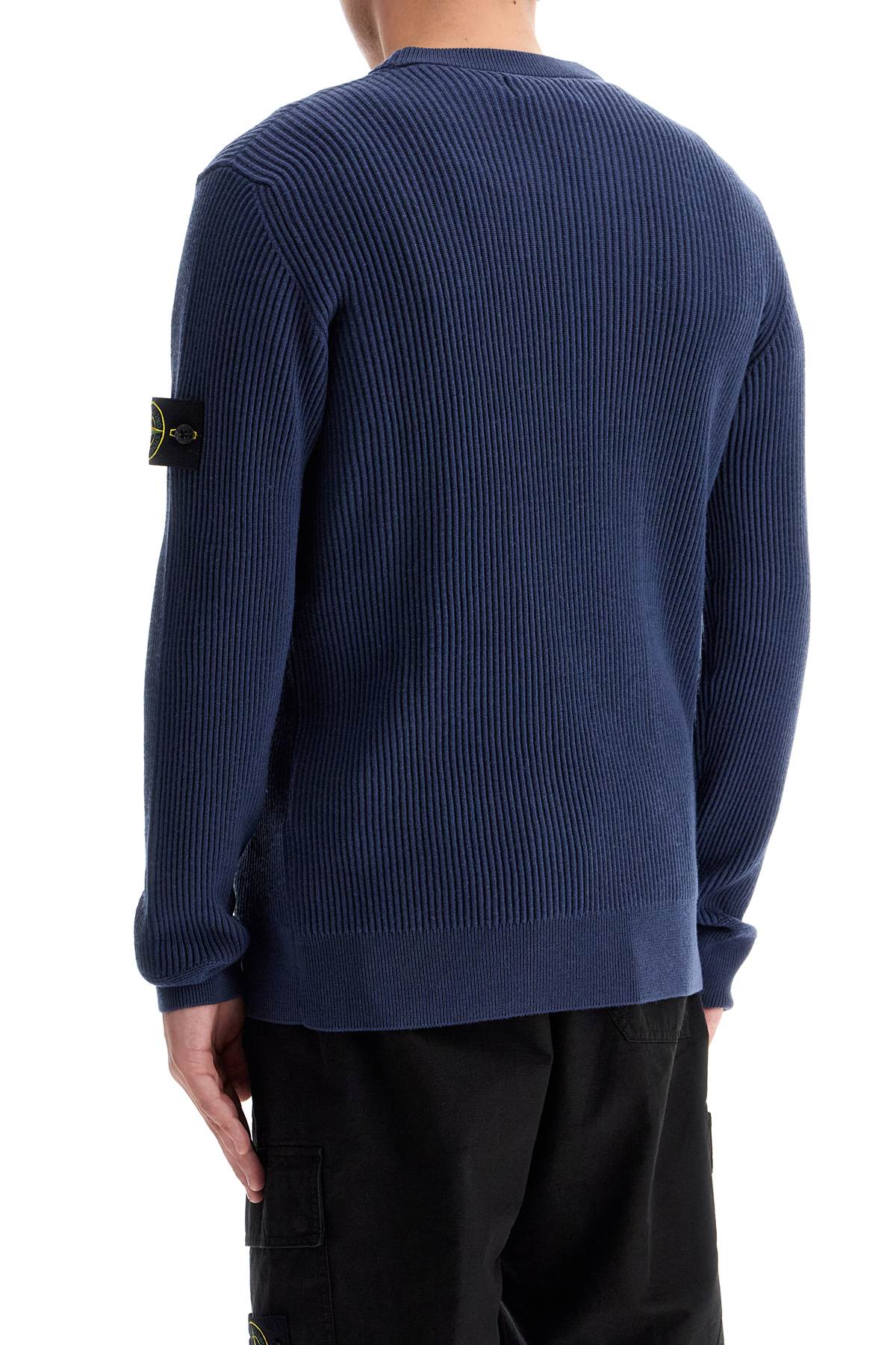 Ribbed Wool Crewneck Sweater  - Blue